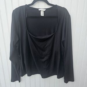 H&M Black Drape Neck Blouse Womens XXL